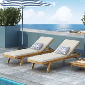 English Elm Christopher Knight Home® - Caily Chaise Lounge Set - Stylish Acacia Wood, Adjustable Backrests, Water-Resistant Cushions, Durable! 71346.00CRM