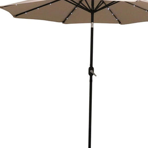 HomeRoots 96" Lighted Octagonal Patio Umbrella - Durable Beige Canopy for Stylish Outdoor Shade & Evening Use 651459
