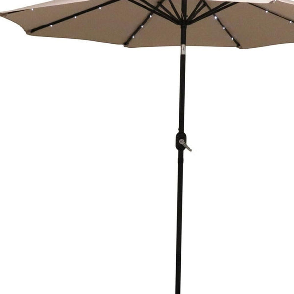 HomeRoots 96" Lighted Octagonal Patio Umbrella - Durable Beige Canopy for Stylish Outdoor Shade & Evening Use 651459