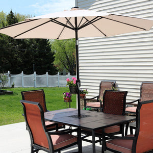 HomeRoots 96" Lighted Octagonal Patio Umbrella - Durable Beige Canopy for Stylish Outdoor Shade & Evening Use 651459