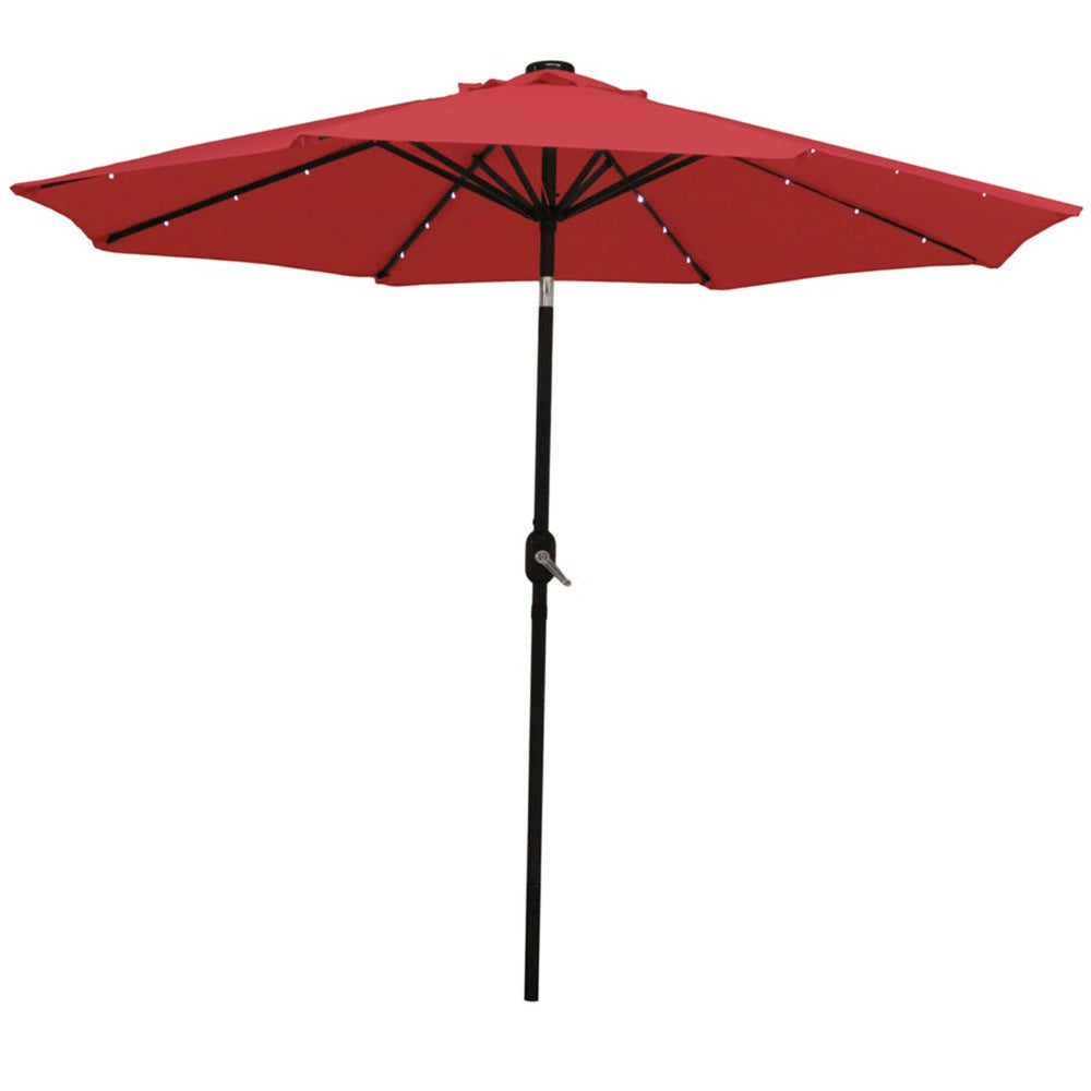 HomeRoots 96" Red Polyester Octagonal Umbrella with Integrated Lighting for Stylish Outdoor Comfort & Shade 651460