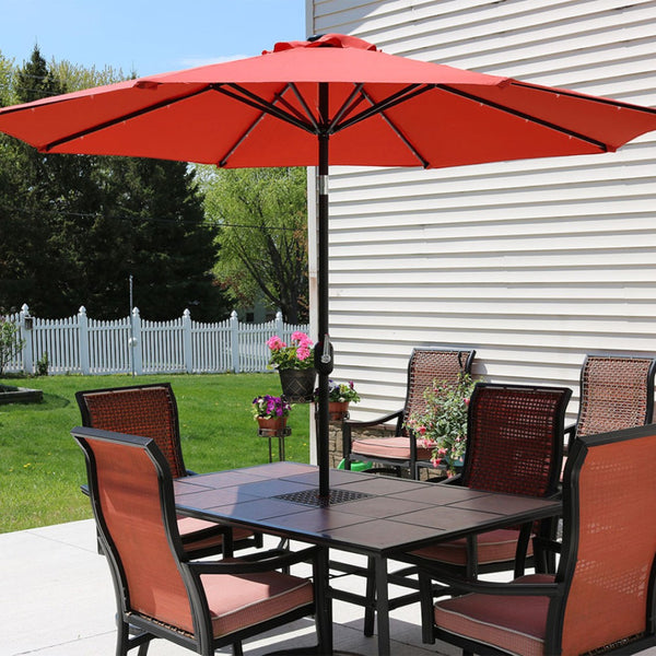 HomeRoots 96" Vibrant Orange Lighted Patio Umbrella - Durable Octagonal Canopy with Crank Lift & Tilt Feature 651461