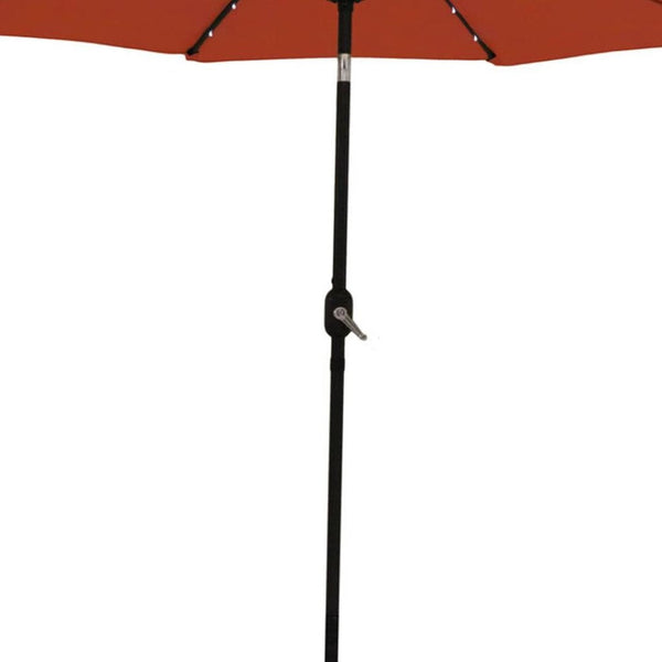 HomeRoots 96" Vibrant Orange Lighted Patio Umbrella - Durable Octagonal Canopy with Crank Lift & Tilt Feature 651461