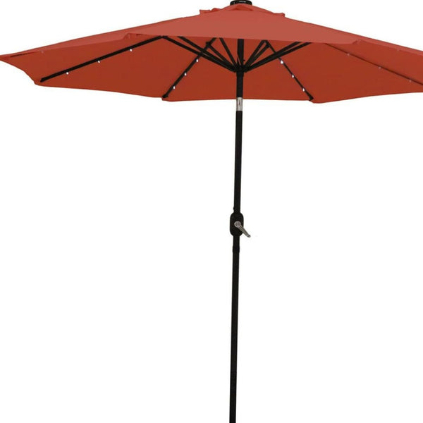 HomeRoots 96" Vibrant Orange Lighted Patio Umbrella - Durable Octagonal Canopy with Crank Lift & Tilt Feature 651461