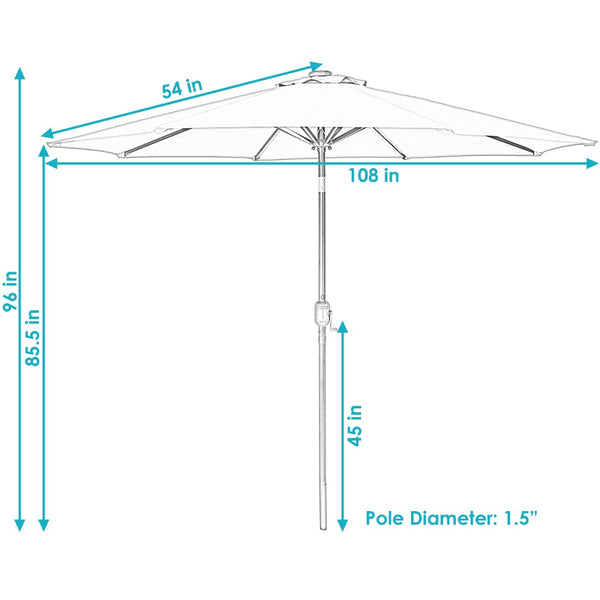 HomeRoots 96" Vibrant Orange Lighted Patio Umbrella - Durable Octagonal Canopy with Crank Lift & Tilt Feature 651461
