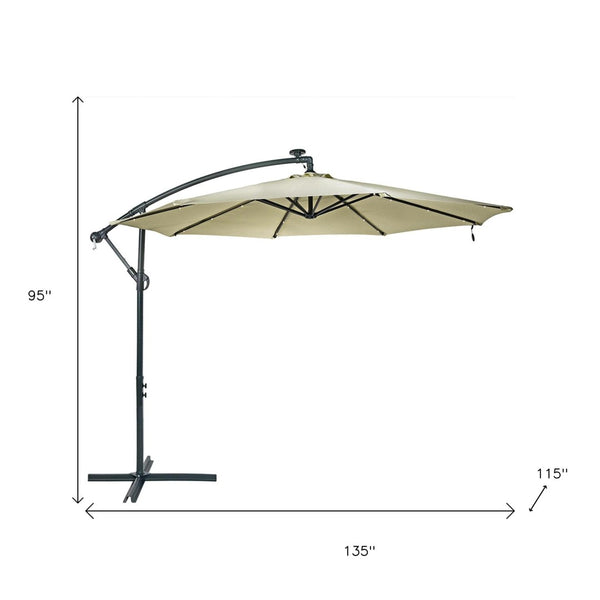 HomeRoots 95" White Polyester Octagonal Umbrella with Lighting - Stylish Shade for Patios, Decks & Events 651463
