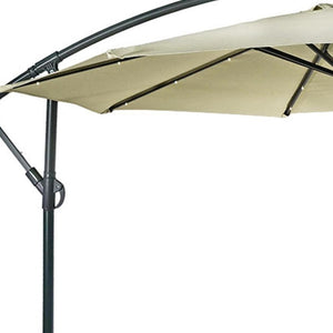HomeRoots 95" White Polyester Octagonal Umbrella with Lighting - Stylish Shade for Patios, Decks & Events 651463