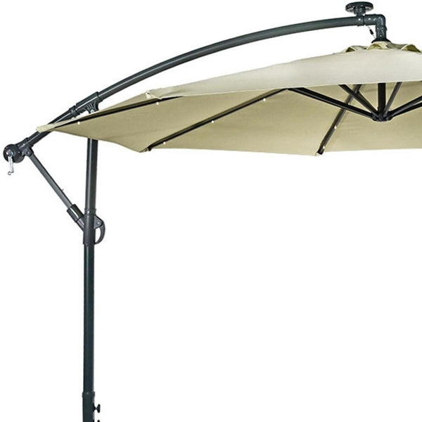 HomeRoots 95" White Polyester Octagonal Umbrella with Lighting - Stylish Shade for Patios, Decks & Events 651463