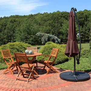 HomeRoots 95" Brown Lighted Market Umbrella - Durable Octagonal Patio Shade with Crank Lift & Tilt Function 651465