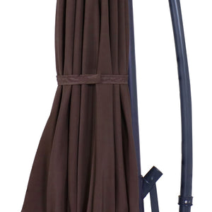 HomeRoots 95" Brown Lighted Market Umbrella - Durable Octagonal Patio Shade with Crank Lift & Tilt Function 651465