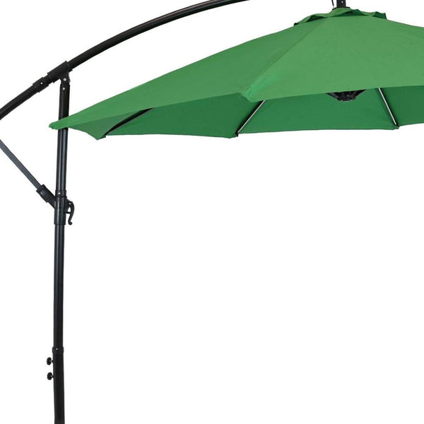 HomeRoots 95" Green Polyester Octagonal Market Umbrella with Lights, Crank Lift, Tilt & Sturdy Steel Frame 651466