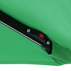 HomeRoots 95" Green Polyester Octagonal Market Umbrella with Lights, Crank Lift, Tilt & Sturdy Steel Frame 651466