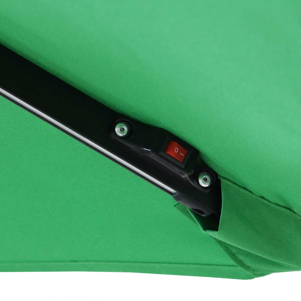 HomeRoots 95" Green Polyester Octagonal Market Umbrella with Lights, Crank Lift, Tilt & Sturdy Steel Frame 651466