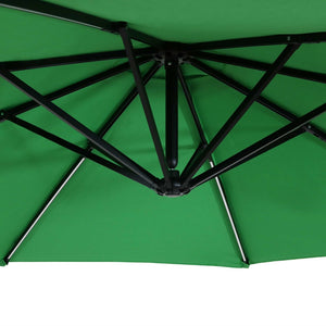 HomeRoots 95" Green Polyester Octagonal Market Umbrella with Lights, Crank Lift, Tilt & Sturdy Steel Frame 651466