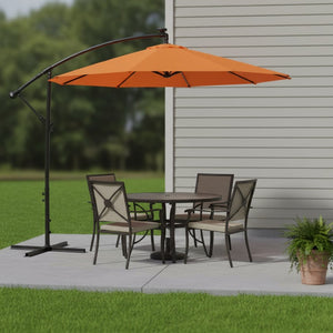 HomeRoots 95" Orange Polyester Octagonal Umbrella with Crank Lift & Lights - Perfect for Patios & Pools! 651467