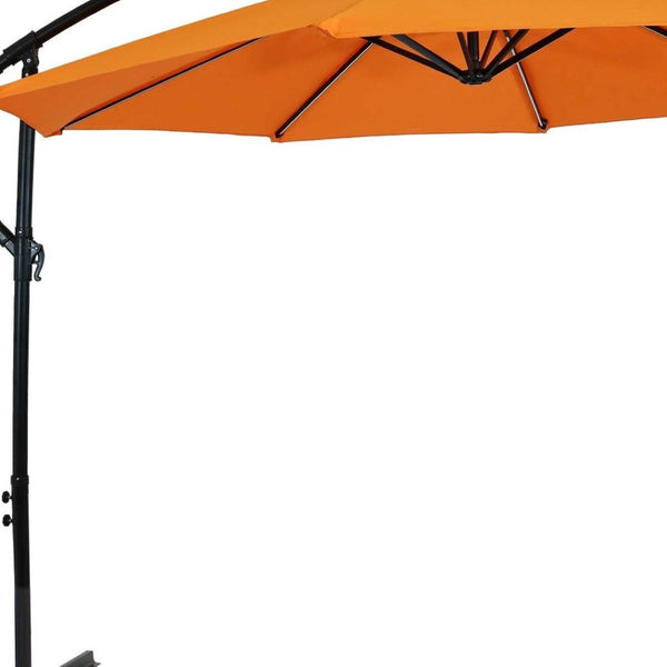 HomeRoots 95" Orange Polyester Octagonal Umbrella with Crank Lift & Lights - Perfect for Patios & Pools! 651467