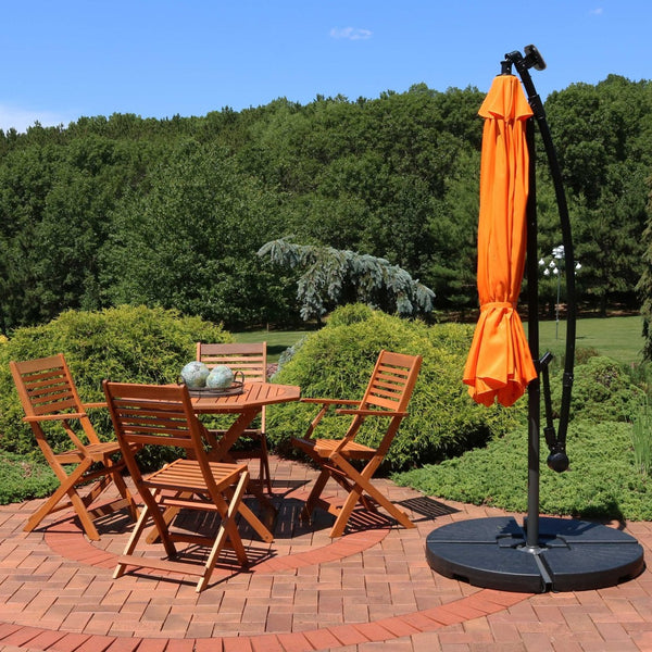 HomeRoots 95" Orange Polyester Octagonal Umbrella with Crank Lift & Lights - Perfect for Patios & Pools! 651467
