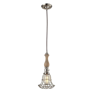 Wood 7'' Wide 1-Light Pendant - Polished Nickel 65147-1 Elk Lighting