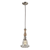 Wood 7'' Wide 1-Light Pendant - Polished Nickel 65147-1 Elk Lighting