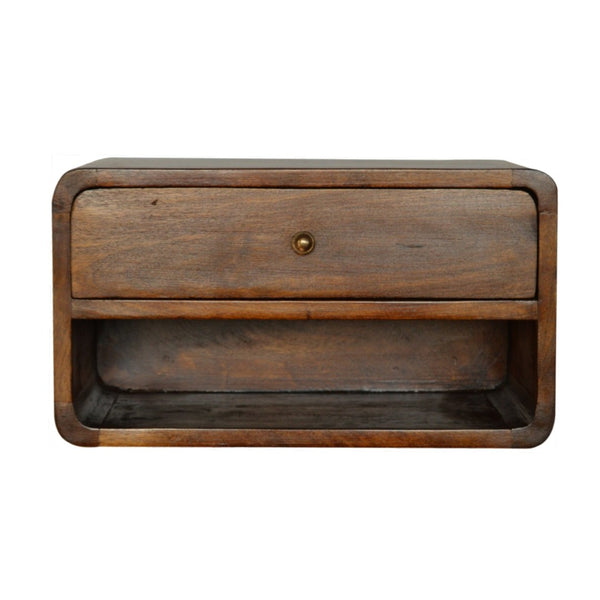 HomeRoots 18" Chestnut Wall-Mounted Floating Nightstand with Drawer - Stylish, Space-Saving Design for Any Room 651474