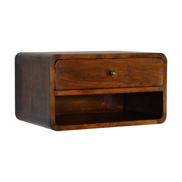 HomeRoots 18" Chestnut Wall-Mounted Floating Nightstand with Drawer - Stylish, Space-Saving Design for Any Room 651474