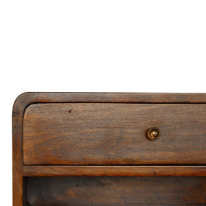 HomeRoots 18" Chestnut Wall-Mounted Floating Nightstand with Drawer - Stylish, Space-Saving Design for Any Room 651474