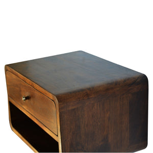 HomeRoots 18" Chestnut Wall-Mounted Floating Nightstand with Drawer - Stylish, Space-Saving Design for Any Room 651474