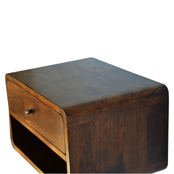 HomeRoots 18" Chestnut Wall-Mounted Floating Nightstand with Drawer - Stylish, Space-Saving Design for Any Room 651474