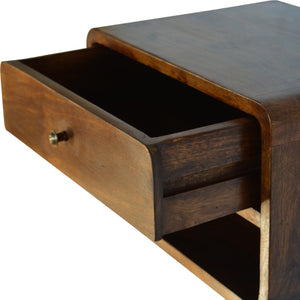 HomeRoots 18" Chestnut Wall-Mounted Floating Nightstand with Drawer - Stylish, Space-Saving Design for Any Room 651474