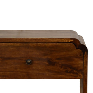 HomeRoots 20" Brown Solid Wood Scalloped Edge Nightstand - Handcrafted Mango Wood Table with Storage & Style 651475
