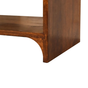 HomeRoots 20" Brown Solid Wood Scalloped Edge Nightstand - Handcrafted Mango Wood Table with Storage & Style 651475