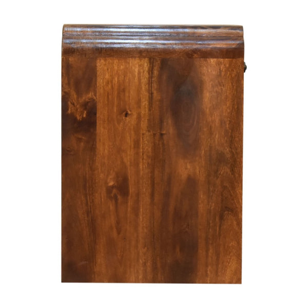 HomeRoots 20" Brown Solid Wood Scalloped Edge Nightstand - Handcrafted Mango Wood Table with Storage & Style 651475