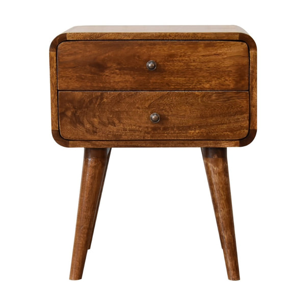 HomeRoots 22" Rustic Chestnut Solid Wood Nightstand with Two Drawers – Stylish Multi-Functional Storage Accent 651477