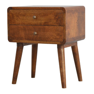 HomeRoots 22" Rustic Chestnut Solid Wood Nightstand with Two Drawers – Stylish Multi-Functional Storage Accent 651477