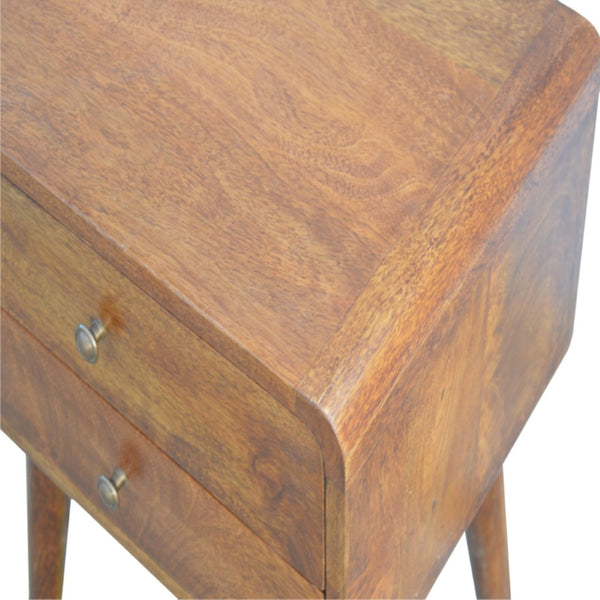HomeRoots 22" Rustic Chestnut Solid Wood Nightstand with Two Drawers – Stylish Multi-Functional Storage Accent 651477