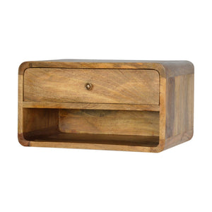 HomeRoots 18" Handcrafted Solid Mango Wood Floating Nightstand with Drawer – Stylish, Compact Storage Solution 651478