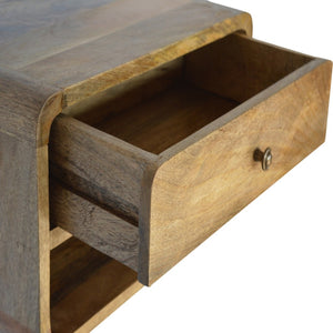 HomeRoots 18" Handcrafted Solid Mango Wood Floating Nightstand with Drawer – Stylish, Compact Storage Solution 651478