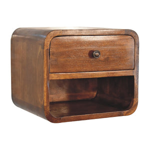 HomeRoots 12" Chestnut Floating Nightstand - Handcrafted Solid Mango Wood with Smart Storage & Modern Design 651479