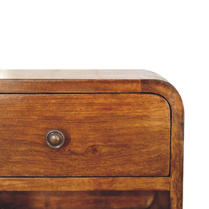 HomeRoots 12" Chestnut Floating Nightstand - Handcrafted Solid Mango Wood with Smart Storage & Modern Design 651479