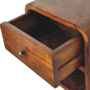 HomeRoots 12" Chestnut Floating Nightstand - Handcrafted Solid Mango Wood with Smart Storage & Modern Design 651479