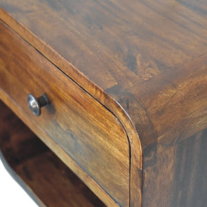 HomeRoots 12" Chestnut Floating Nightstand - Handcrafted Solid Mango Wood with Smart Storage & Modern Design 651479