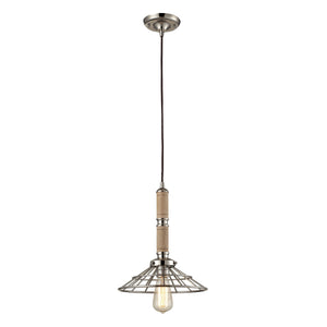 Wood 11'' Wide 1-Light Pendant - Polished Nickel 65148-1 Elk Lighting