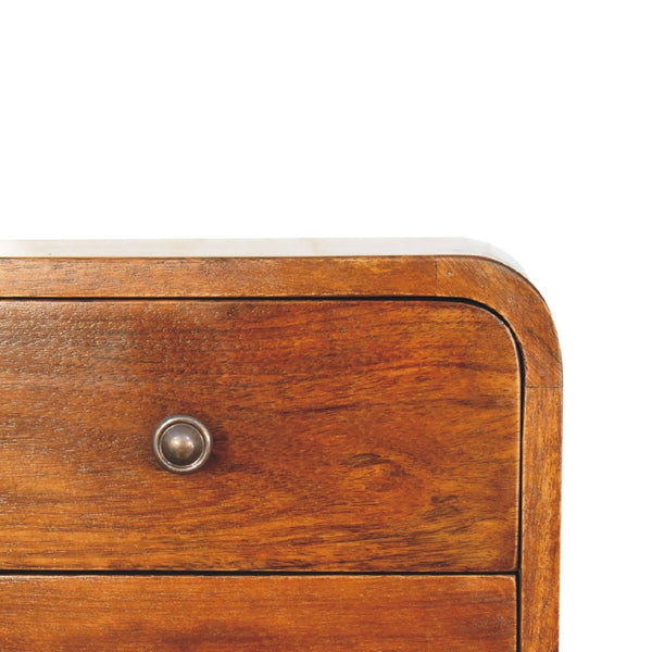 HomeRoots 12" Chestnut Floating Nightstand - Stylish Solid Wood with Two Drawers for Modern Spaces & Storage 651480