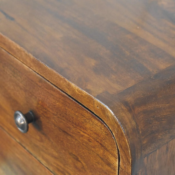 HomeRoots 12" Chestnut Floating Nightstand - Stylish Solid Wood with Two Drawers for Modern Spaces & Storage 651480