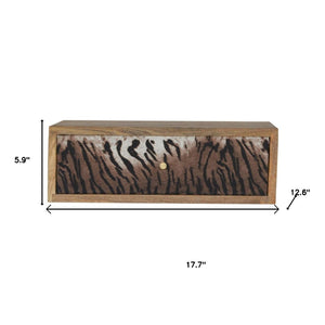 HomeRoots 18" Beige Solid Wood Floating Nightstand with Two Drawers - Modern Wall-Mounted Storage Solution 651481