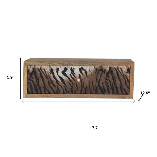 HomeRoots 18" Beige Solid Wood Floating Nightstand with Two Drawers - Modern Wall-Mounted Storage Solution 651481