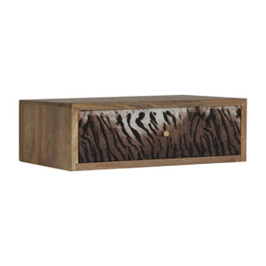 HomeRoots 18" Beige Solid Wood Floating Nightstand with Two Drawers - Modern Wall-Mounted Storage Solution 651481