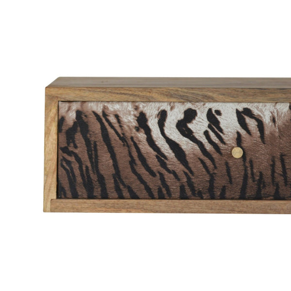 HomeRoots 18" Beige Solid Wood Floating Nightstand with Two Drawers - Modern Wall-Mounted Storage Solution 651481