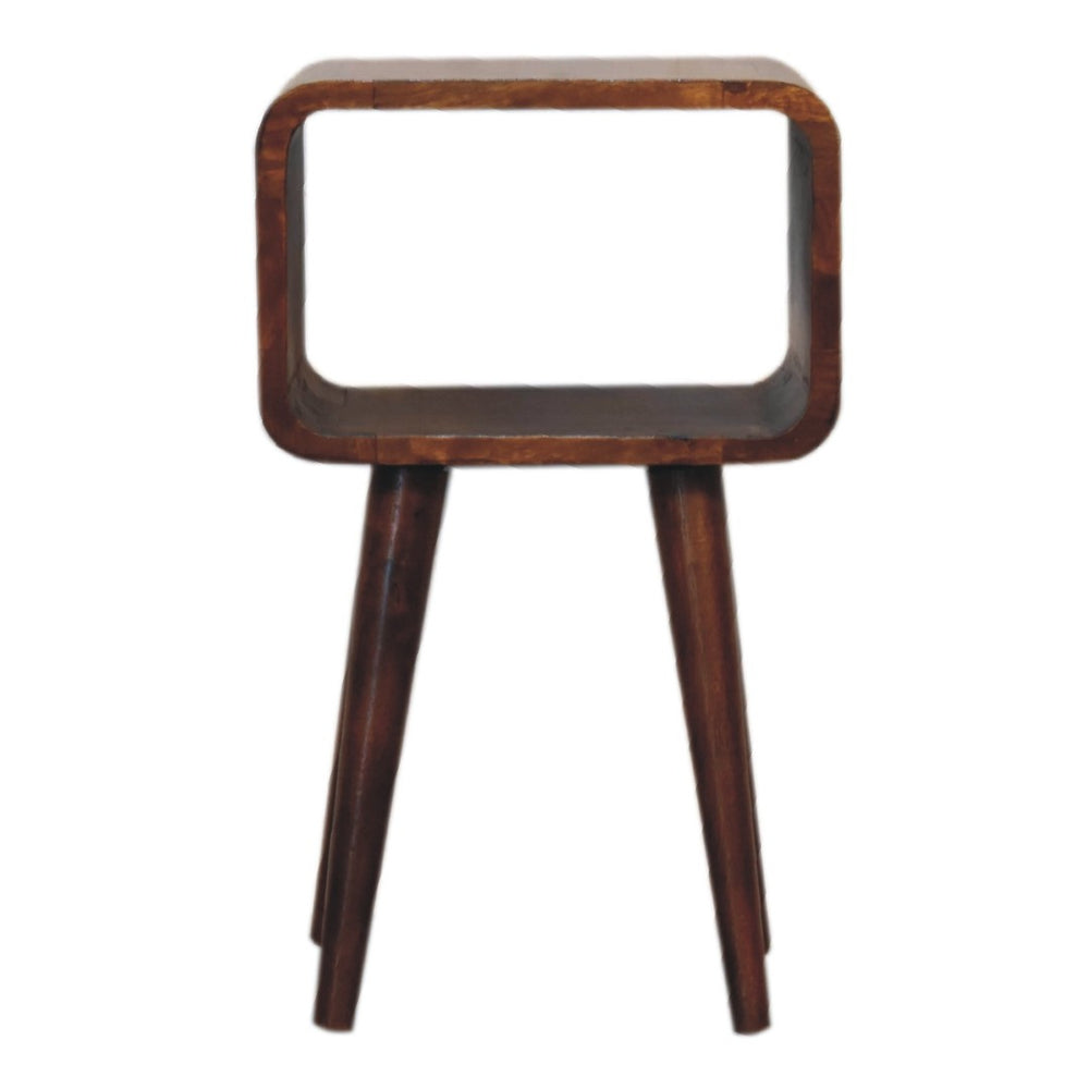 HomeRoots 20" Chestnut Solid Wood Nightstand with Open Shelf - Compact, Handcrafted Accent for Small Spaces 651482