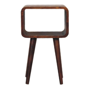 HomeRoots 20" Chestnut Solid Wood Nightstand with Open Shelf - Compact, Handcrafted Accent for Small Spaces 651482